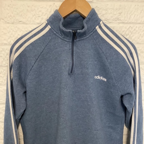 Adidas Quarter Zip Sweatshirt - Size L - Blue & White - P2P 21” - Picture 8 of 11